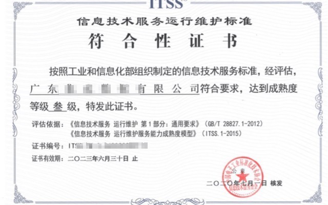 ITSS信息技术服务标准成熟度模型评估